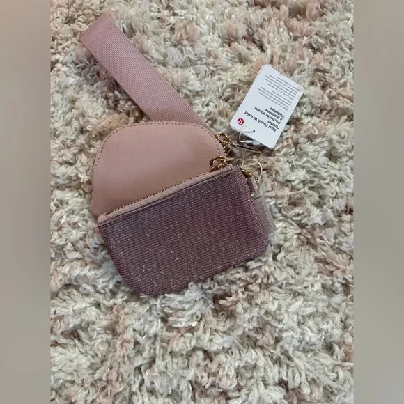 Lululemon Dual Pouch Wristlet Glitter Pink Champagne/ Mink Berry/ Gold - Picture 3 of 8